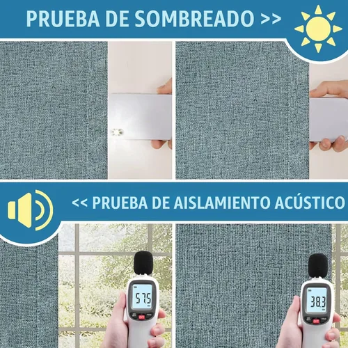 Vista 5 de H.VERSAILTEX Cortinas de lino 100% opacas, cortinas térmicas para sala de estar, cortinas de arpillera con doble cara de lino con ojales, cortinas