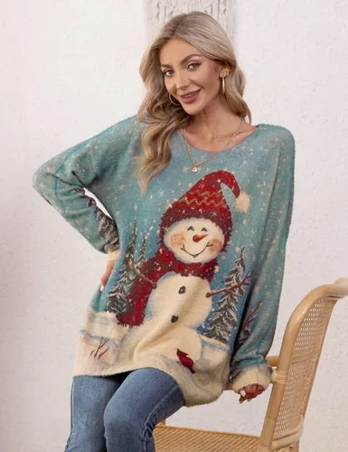 Vista 6 de YESNO - Suéter tejido de ajuste holgado y manga larga para mujer, con estampado gráfico, sin botones, casual, S01