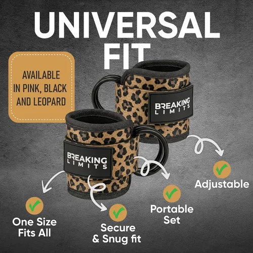 Vista 4 de BREAKING LIMITS Correas de tobillo para máquinas de cable para mujeres, juego de correas de tobillo para glúteos, accesorios de tobillo