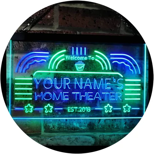 Vista 22 de ADVPRO Letrero de neón LED de un solo color personalizado para cine en casa, decoración de año establecido, 12 x 8.5 pulgadas, st4s32-ph1-tm-b Azul