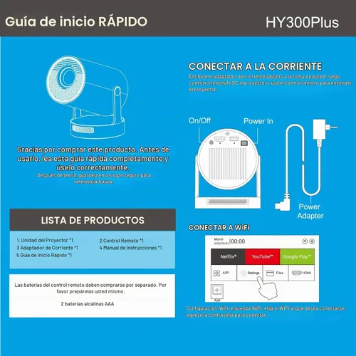 Vista 8 de Mini Proyector con WiFi y Bluetooth, Proyector Portátil Inteligente con Soporte 4K, Altavoz Base de Sonido de 5W, 260 ANSI, Rotación de 210°