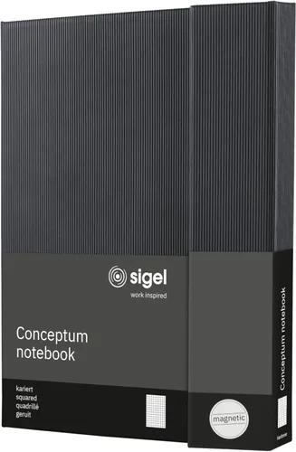 Vista 16 de Sigel CO161 Notebook CONCEPTUM®, negro, Tapa dura, cuadrado, aprox. A5, cierre magnético, con numerosas características