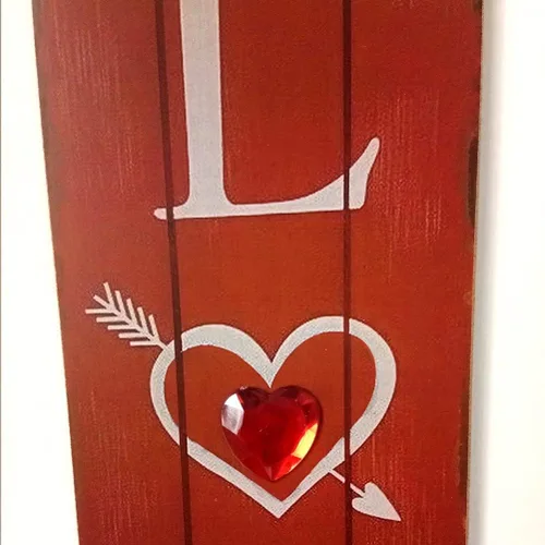 Vista 5 de Amor Colgante De Madera Corazón Colgante Placa De Letrero Para El Día De San Valentín Boda Dormitorio Sala De Comedor - Rojo