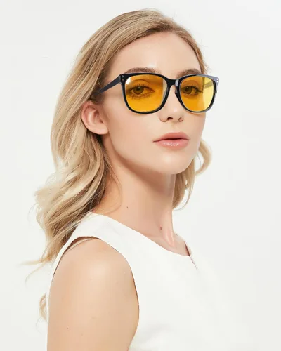 Vista 3 de LVIOE Gafas de conducción nocturna para mujeres y hombres, antirreflejos, polarizadas, amarillas, visión nocturna, mejora la claridad LN22526