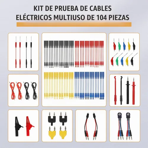 Vista 2 de Kit de cables de prueba de circuito automotriz, 104 piezas multímetro multifunción sonda eléctrica kit de prueba con estuche de transporte negro