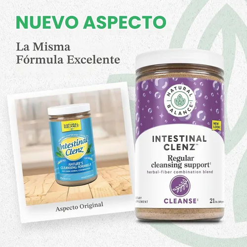 Vista 2 de Natural Balance Intestinal Clenz Psyllium Polvo limpiador de hierbas para digestión saludable, suplemento de desintoxicación y regularidad sin