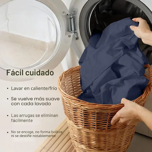 Vista 7 de Fundas de almohada de algodón de 400 hilos 13 - Azul índigo polvoriento