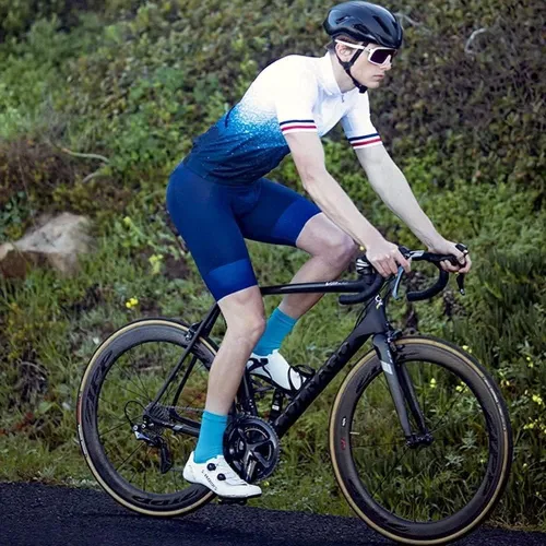 Vista 5 de Lo.gas Maillot de ciclismo para hombre, manga cortalarga, camisas de ciclismo con cremallera completa con bolsillos, ropa de bicicleta de carretera