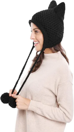 Vista 5 de Bellady Gorro de punto con diseño de orejas de gato