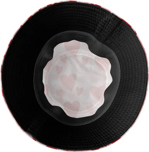 Vista 5 de Lindo sombrero de pescador para el día de San Valentín para adultos, verano, viaje, playa, sombrero de sol, caramelo y corazones, gorra