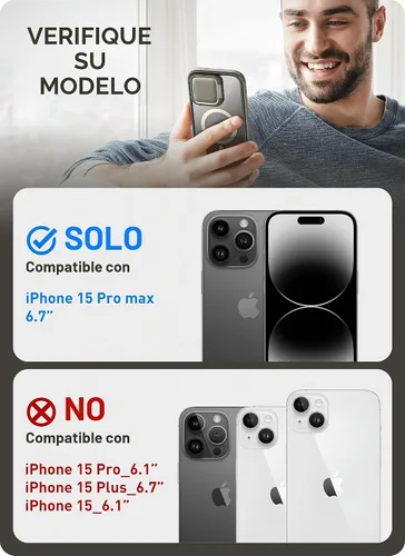 Vista 2 de i-Blason Funda magnética para iPhone 15 Pro Max con soporte para cámara [compatible con MagSafe] [Protección de grado militar] Funda transparente