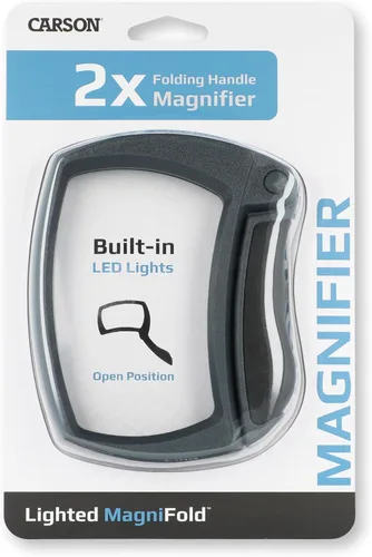 Vista 5 de Carson Lupa LED iluminada con 2 lupas rectangulares de potencia para leer, inspección, baja visión, pasatiempos y manualidades (MJ-50)