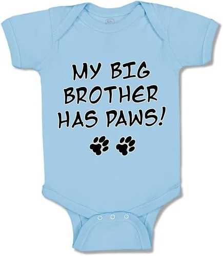 Vista 18 de Baby Bodysuit My Big Brother Has Paws Dog Lover Pet Boy & Girl Baby Clothes Solo un diseño blanco