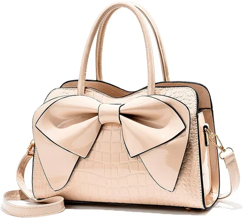 Vista 9 de Bolso tote en relieve de cocodrilo, asa superior con diseño de lazo, cierre de cremallera, bolso cruzado para fiesta de noche