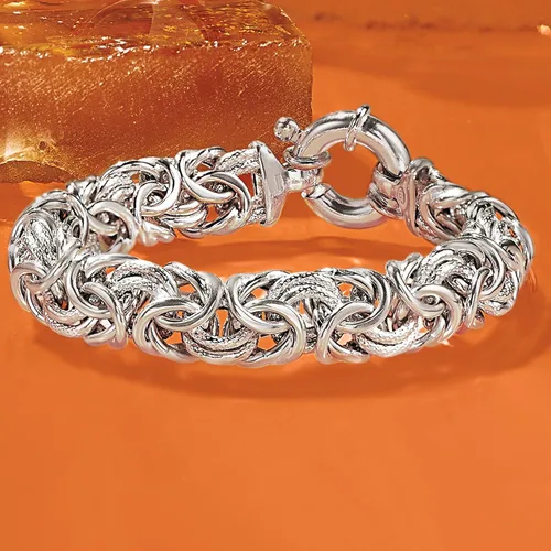 Vista 3 de Ross-Simons Italian Sterling Silver Textured and Polished Byzantine Bracelet