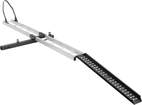 Vista 4 de Portador de motocicleta de 400 libras, soporte de aluminio para motocicleta con rampa de carga para motocicletas de cross, motocicleta