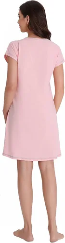 Vista 5 de ft FENTENG Camisón de cuello redondo para mujer casual manga corta algodón camisa camisa camisa camisa camisa camisa camisa camisa camisa