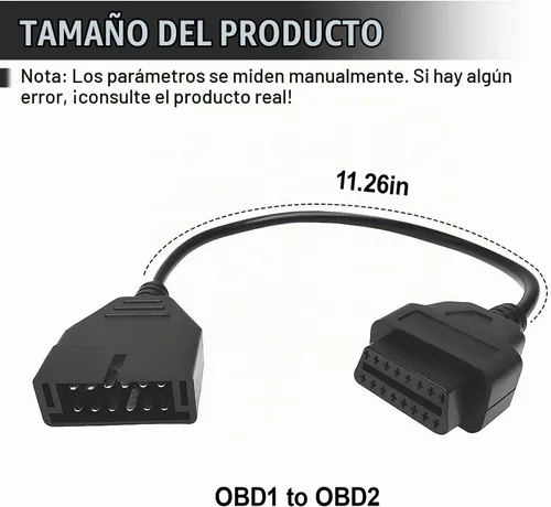 Vista 2 de Adaptador OBD1 a OBD2, lector de código de cable automático, herramienta de extensión de diagnóstico, OBD1 de 12 pines a OBD2 16 pines, cable