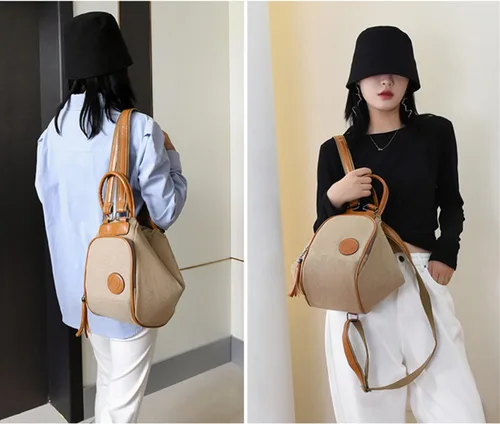 Vista 3 de Bolsos de lona y monederos para mujer, mochila convertible, bolsa de hombro, pequeña bolsa casual