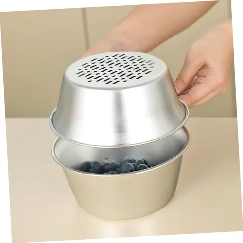 Vista 4 de TOYANDONA Colador de malla de acero inoxidable con lavabo Cesta de drenaje de cocina de malla fina para verduras y frutas, mini lavadora de arroz