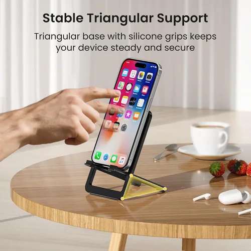 Vista 6 de Itramax Soporte de teléfono para escritorio plegable Soporte de teléfono ajustable Soporte de grabación portátil de mesa para iPhone 17 16 15 Pro