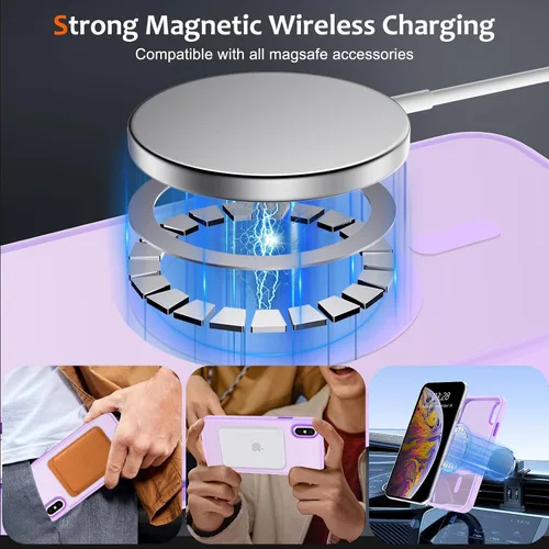 Vista 566 de Anuck - Funda magnética para iPhone 11 compatible con MagSafe, carcasa trasera mate translúcida dura, borde de TPU, delgada, resistente a impactos