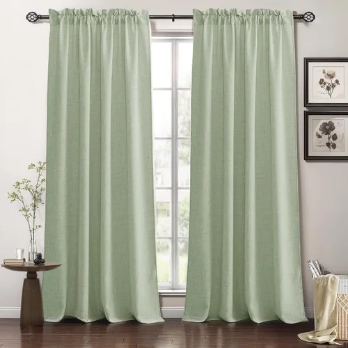 Vista 85 de RYB HOME - Cortinas de lino texturizado semitranslúcidas, privacidad media, filtro de luz, decoración de ventana para dormitorio/baño/sala de estar