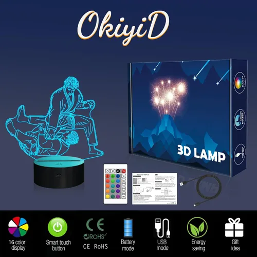 Vista 6 de OkiyiD - Luz nocturna de ilusión 3D con 16 colores cambiantes con control remoto (Estilo 7)