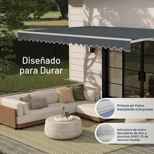 Vista 3 de Toldo Aleko retráctil, motorizado, para patio Gris