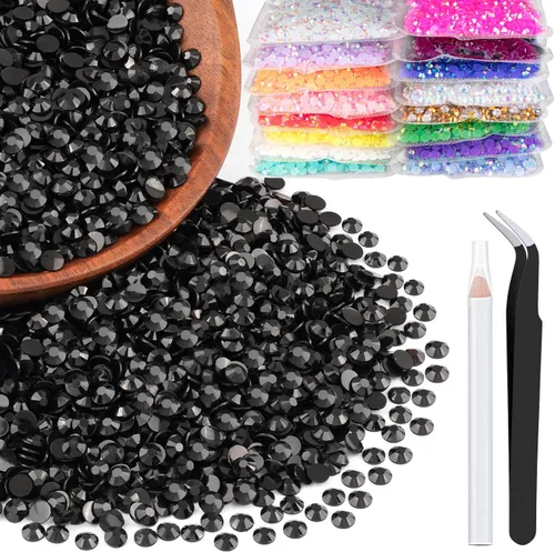 Vista 76 de 5000 piezas de 2mm de strass de resina a granel, strass de gel negros con parte posterior plana y redonda para embellecer sin termoadhesión, gemas