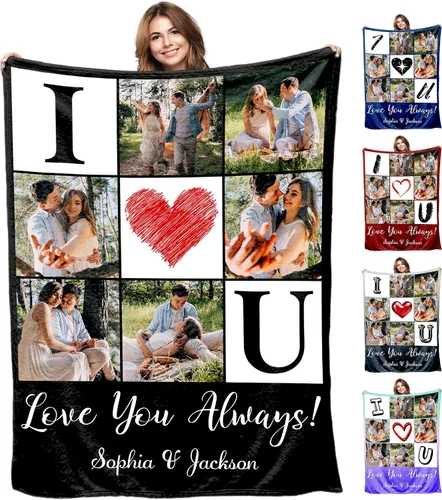 Vista 11 de Manta personalizada con imagen, tu texto aquí, 10 fotos, mantas de imágenes personalizadas para adultos, familia, papá, mamá, parejas, manta