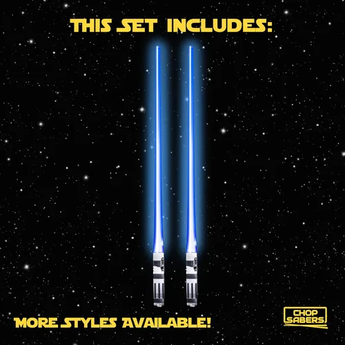 Vista 4 de Palillos de sable de luz con luz LED - Sables de luz brillantes de Star Wars, palillos reutilizables para sushi, juego de palillos con luz LED de 1