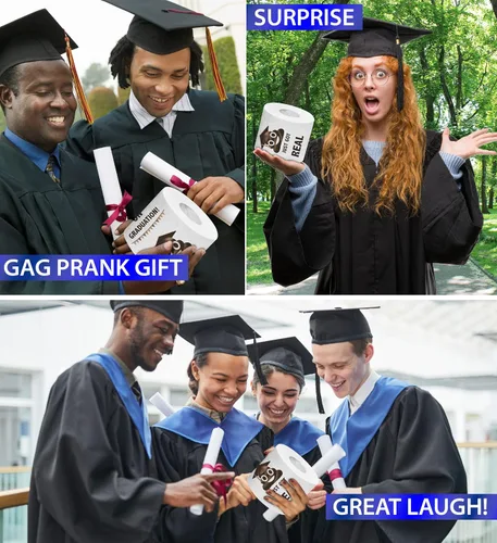 Vista 4 de Printed TP Papel higiénico impreso con texto en inglés "Congrats on Graduation", divertido rollo de papel higiénico para las mejores bromas