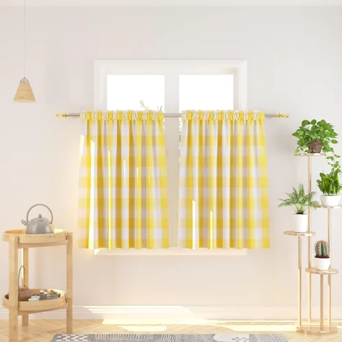Vista 101 de Cenefas de cortina para ventana de 16 pulgadas de largo, 2 paneles de cuadros búfalo, cortinas pequeñas con bolsillo para barra, estilo clásico