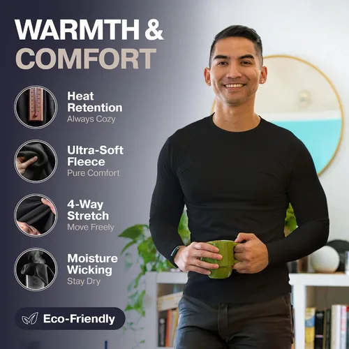 Vista 2 de Thermajohn Thermal Shirts for Men Long Sleeve Thermal Compression Shirts for Men Base Layer Cold Weather