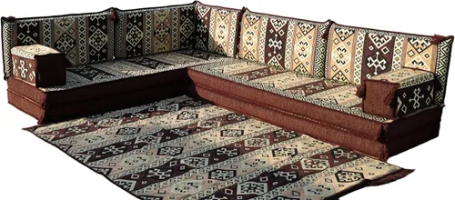 Vista 28 de arabicsofa Juego de Sofá Majlis Árabe de Esquina en Forma de L – Cojín Modular de Piso con Almohadas de Respaldo