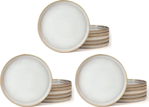 Vista 9 de famiware Star Platos de Ensalada para 6, Juego de Platos de 8 Pulgadas, Vajilla de Gres, Platos Pequeños para Postre, Ensalada, Aperitivo, Blanco