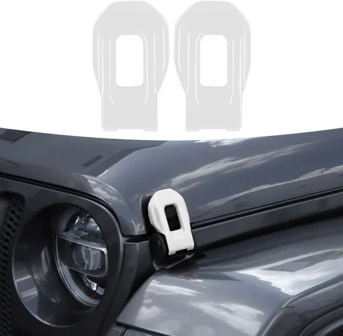 Vista 9 de RT-TCZ Cubierta de pestillo de capó, soportes exteriores de bloqueo de capó, accesorios de decoración de ABS para Jeep Wrangler JL JLU y Gladiator