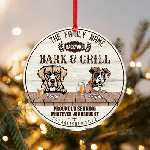 Vista 12 de SILYHEART Christmas Acrylic Ornaments Golden Retriever & Shiba Inu Christmas Sublimation Ornaments Family Dog Name Funny Dogs Live Here Car Hanging