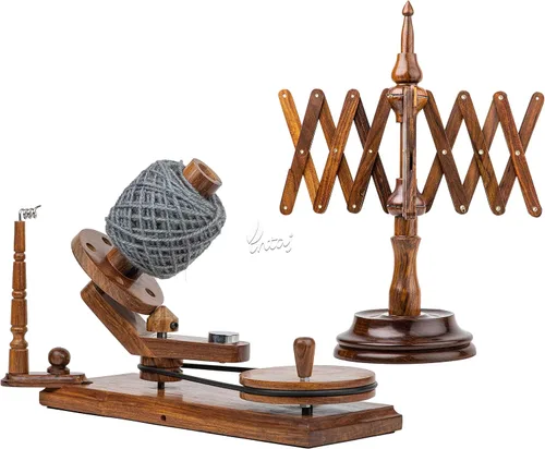 Vista 13 de INTAJ Bobinadora de hilo de madera de haya Swift Winder grande para paraguas, bobinadora de hilo Swift y bola para tejer ganchillo, hecha a mano
