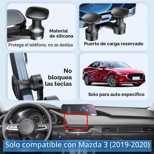 Vista 5 de Soporte de teléfono de coche para Mazda 3 2019 2020 2021 2022 2023 2024 2025 2026 Mazda 3 Accesorios de automóvil, decoración interior, soporte