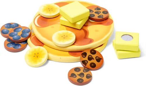 Vista 4 de Melissa & Doug Juego de panqueques Flip and Serve (19 pcs) - Comida de madera para el desayuno