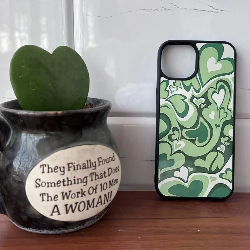 Vista 4 de Compatible con iPhone 12 y 12Pro - Funda protectora delgada y suave con diseño de corazón verde para niñas y mujeres