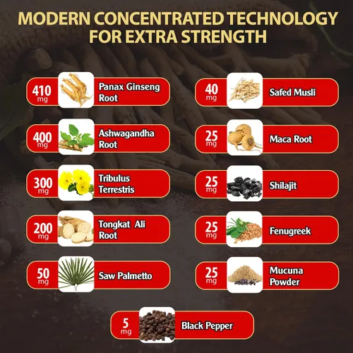 Vista 2 de 2 paquetes de 60 cápsulas – 11 hierbas combinadas con ginseng, ashwagandha, tribulus y más.