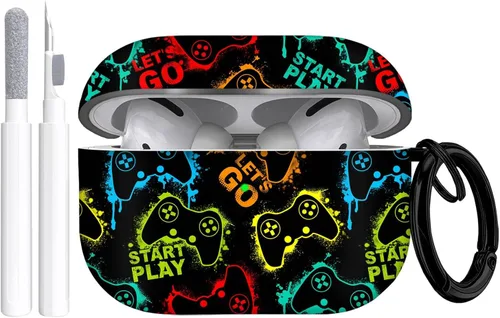 Vista 8 de Gedicht Funda para Airpods Pro, lindo diseño de fútbol de TPU suave fundas para Airpods Pro 1ª generación, a prueba de golpes para Airpods Pro 2019