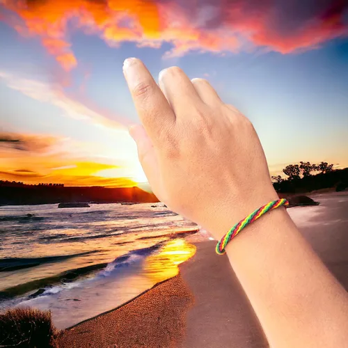 Vista 7 de Rasta - Pulsera hippie a cuadros, pulsera de cordón de raasta negra, pulsera de cuero y algodón trenzado Bob Marley