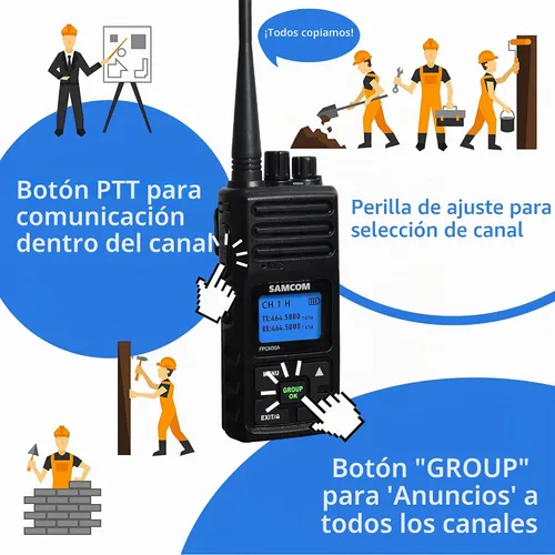 Vista 4 de SAMCOM Radios de dos vías de largo alcance recargables, radio bidireccional de alta resistencia para adultos, walkie talkie de 5 vatios de alta