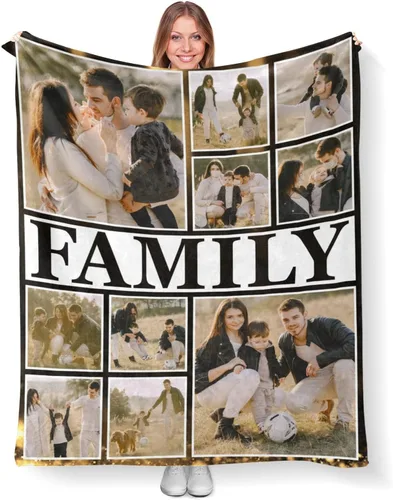 Vista 14 de Mantas personalizadas con fotos, mantas de cumpleaños personalizadas, regalos para adultos, niños, niñas, manta de collage de fotos personalizada
