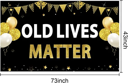 Vista 2 de Cartel de cumpleaños de Old Lives Matter para hombres, divertido cartel de cumpleaños negro dorado para adultos, suministros de fiesta de fondo, 30