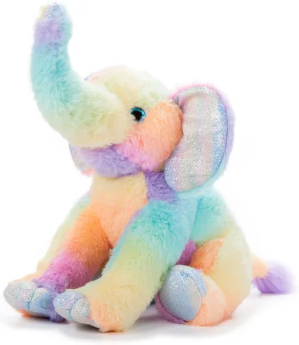 Vista 3 de The Petting Zoo Peluche de elefante, animales del zoológico Ombrez, juguete de peluche de elefante arcoíris de 12 pulgadas